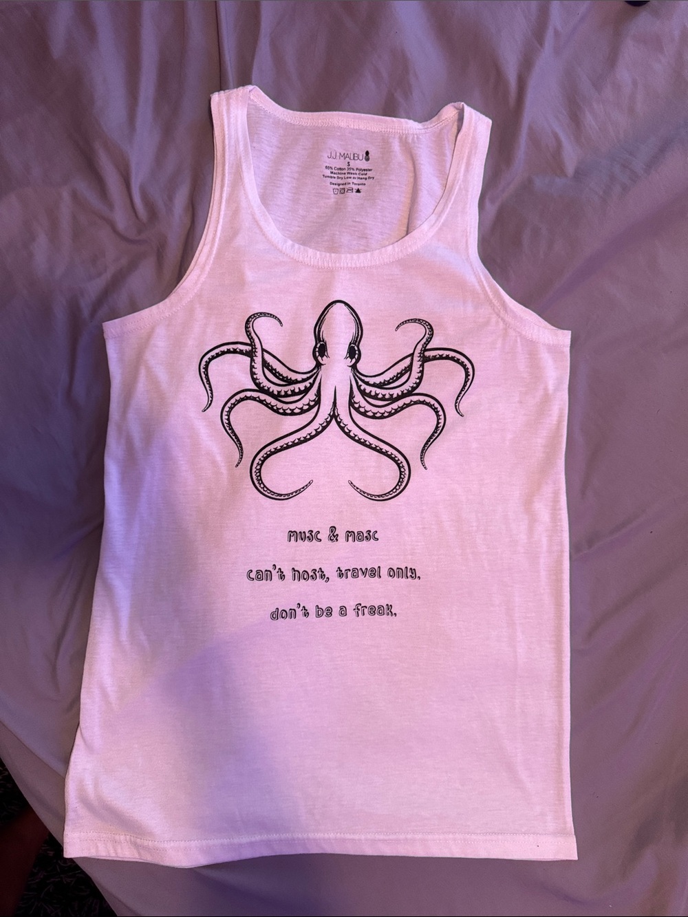 MEN’s JJ Malibu White Octopus Graphic Tank size SMALL (36-38)